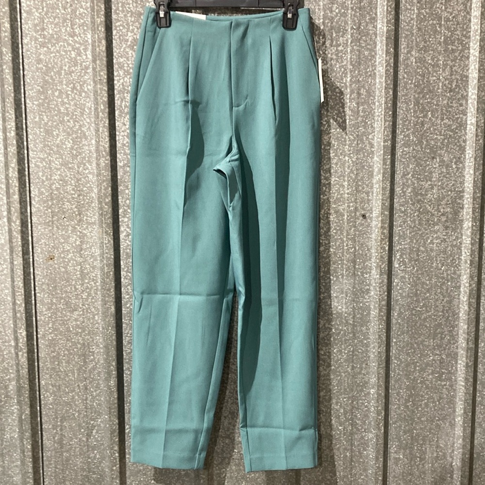 High-Rise Tailored Trousers - Smoked Turquoise